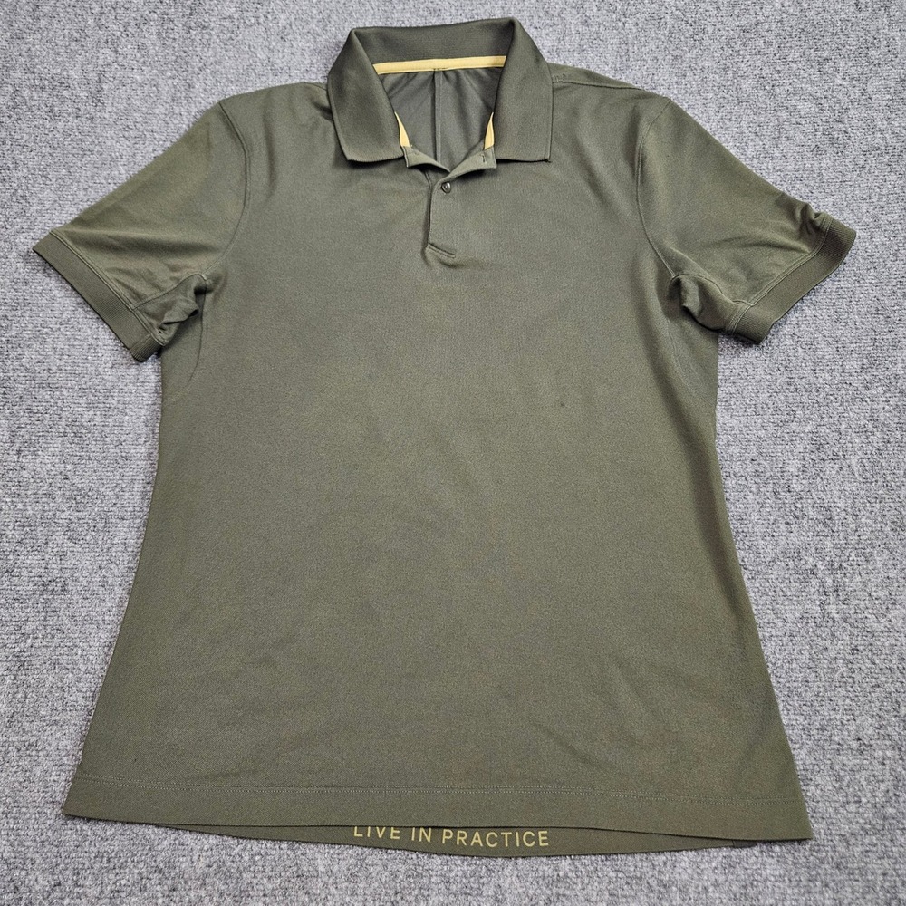 Lululemon Evolution Polo Shirt Mens Medium Olive Green Minmalist‎ Active Golf